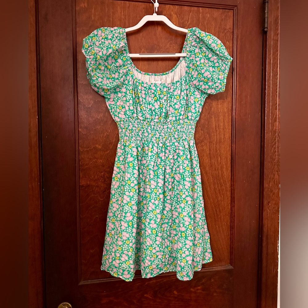 WRAY New York Floral Smocked Ruffle Sleeve Dress Size M - Picture 3 of 6
